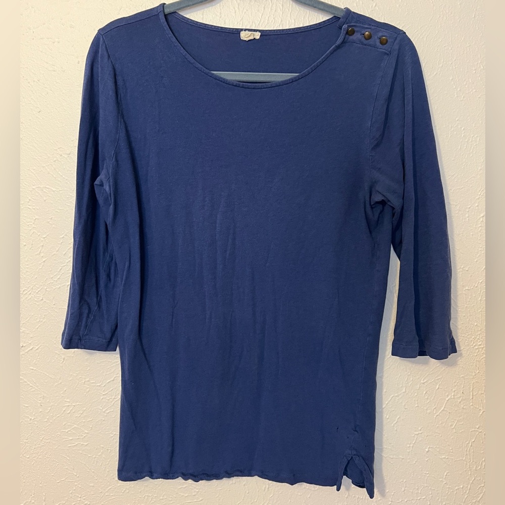 J. Crew Women's Navy Long Sleeve Top with Button Accents